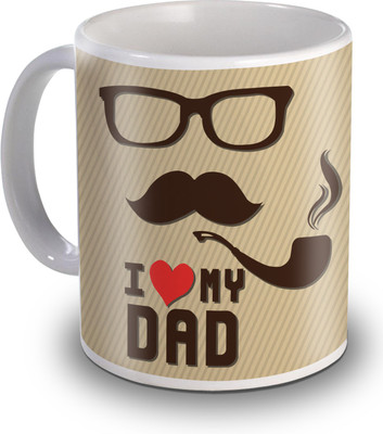 SKY TRENDS I Love My Dad Heart Ceramic Ceramic Mug(350 ml), White