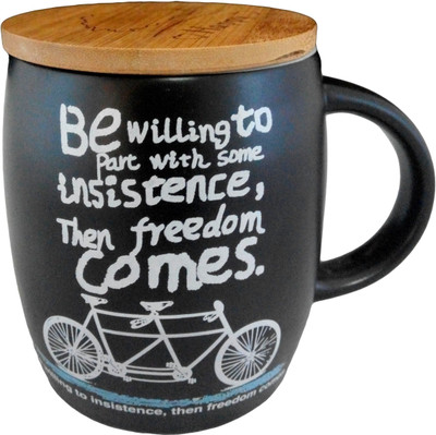GeekGoodies Black Large Coffee Cycle Ceramic Mug(400 ml)