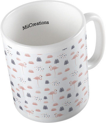 MiiCreations Printed Swan Pattern Ceramic Mug(325 ml), Multicolor