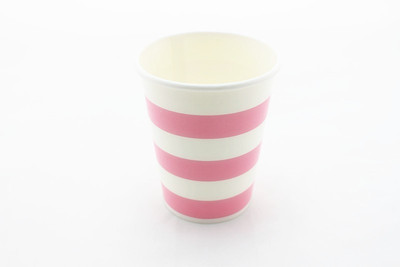Funcart Sailor Stripe Party Beverage Paper Mug(250 ml, Pack of 12), Pink
