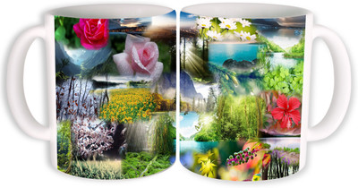 PhotogiftsIndia nature design 003 Ceramic Mug(350 ml, Pack of 2), Multicolor