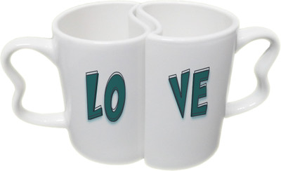 Ucard Love CoupleMug Set Bone China, Ceramic, Porcelain Mug(325 ml, Pack of 2)