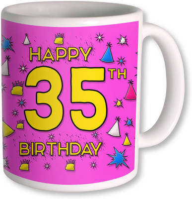 PhotogiftsIndia 35th Happy Birthday Coffee Ceramic Mug(350 ml), White