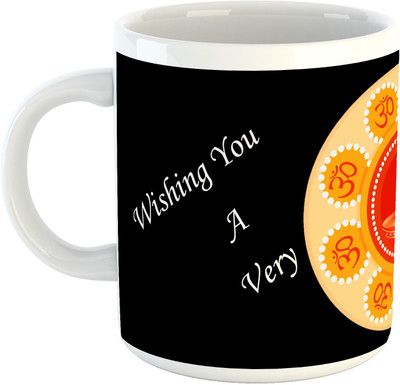 Deeher Gifts Happy Diwali Design12 Ceramic Mug(330 ml), Multicolor