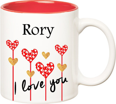 Huppme I Love You Rory Inner Red (350 ml) Ceramic Mug(350 ml), Red;white