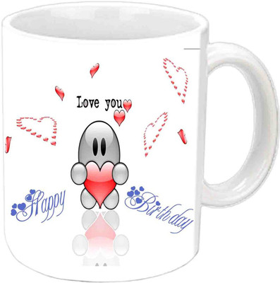 Raj Laxmi I Love You Happy B'day White Ceramic Mug(3.5 ml)