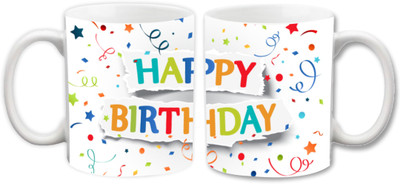 Empression Happy Birthday WHTA25 Ceramic Mug(325 ml), Multicolor