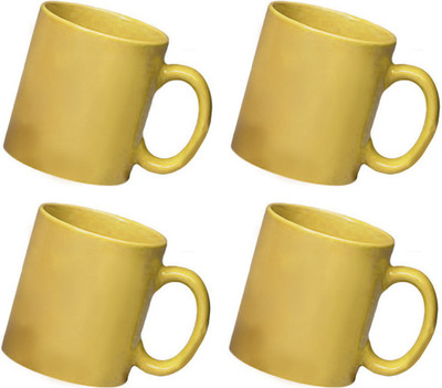 Snapgalaxy Yellow Combo of 4 pcs Ceramic Mug(1280 ml, Pack of 4)