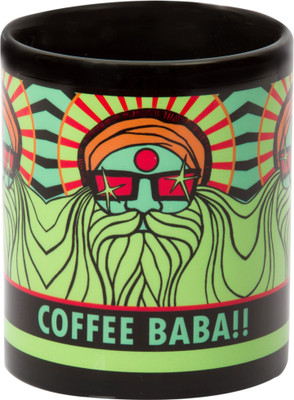 Design Guns Babaji Ceramic Mug(350 ml), Multicolor
