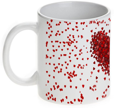 Prithish Rose Petals Hearts Ceramic Mug(330 ml), Multicolor