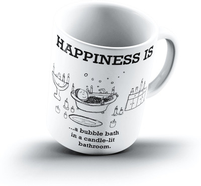 Ucard Happiness Is1470 Bone China, Ceramic, Porcelain Mug(325 ml)