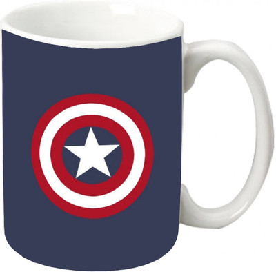Maison N Mode Captain America Logo Coffee Ceramic Mug(330 ml), Multicolor