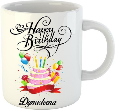 HuppmeGift Happy Birthday Dynadeena White (350 ml) Ceramic Mug(350 ml)