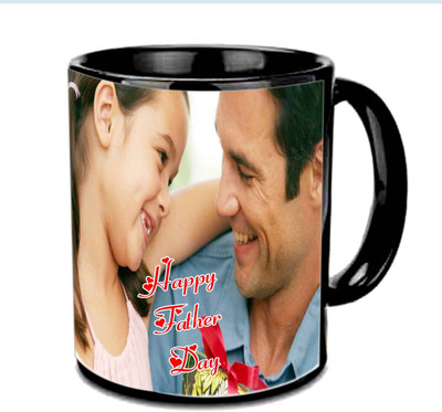 Raj Laxmi Caring Dad With Her Princess Multicolor Ceramic Mug(3.5 ml), Black