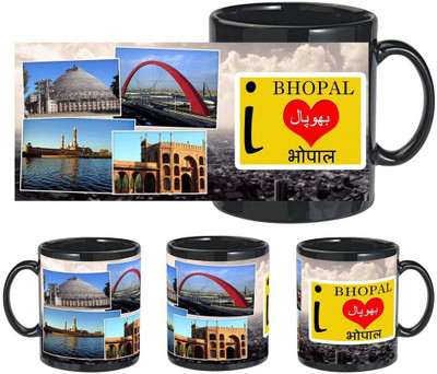 Snapgalaxy I Love Bhopal in Black Ceramic Mug(320 ml), Multicolor