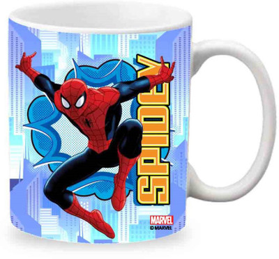 ORKA Spidey Colourful Digital Printed Ceramic Mug(350 ml), Multicolor