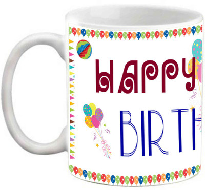 EFW Happy Wala Birthday 325ml Photo Personalized Ceramic Mug(325 ml), White