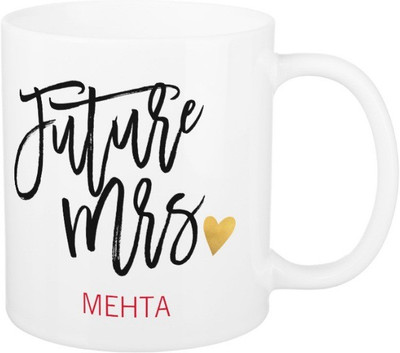 Exoctic Silver Future Mrs.Mehta Ceramic Mug(325 ml), Black;red