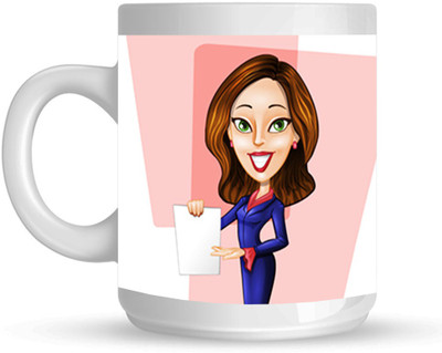 HuppmeGift Lady Boss White Ceramic Mug(350 ml)