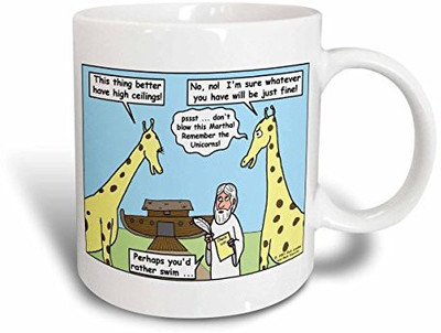 3dRose Noah and the Girrafes Ceramic, 11 oz, White Ceramic Mug(60 ml), Multicolor