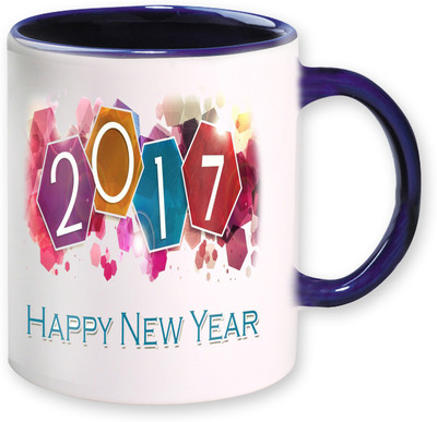Heyworlds 2017 new year gifts Ceramic Mug(325 ml), Blue