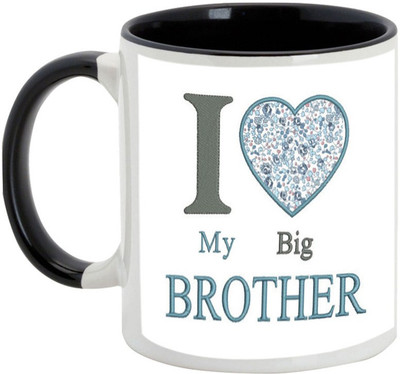 AllUPrints Gift For Bahiya Dooj/ Brother/ Sister - My Big Brother Love Me Black Ceramic Mug(325 ml)