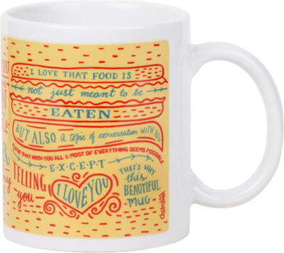 Chumbak What I Love Coffee Ceramic Mug(300 ml), Yellow