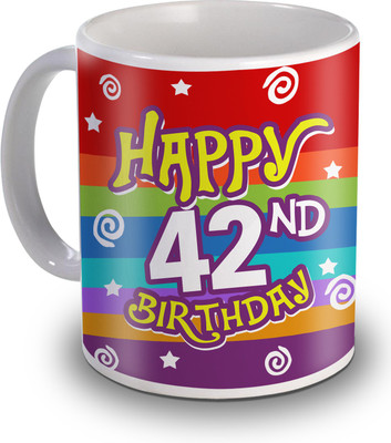 SKY TRENDS 42nd Happy Birthday Gifts Ceramic Mug(350 ml), White