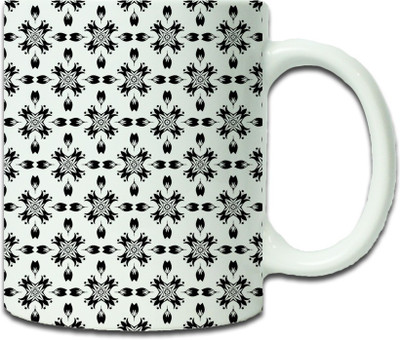 Maison N Mode Blk Flower Pattern Coffee Ceramic Mug(330 ml), Multicolor