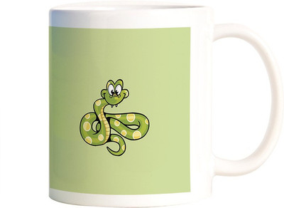 Rangeele Inkers cartoon Snake Ceramic Mug(300 ml), Multicolor