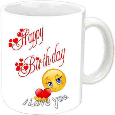 Raj Laxmi love smiley lovers b'day white mug Ceramic Mug(350 ml)