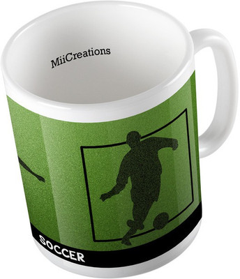 MiiCreations Printed Soccer Player Pattern Ceramic Mug(325 ml), Multicolor