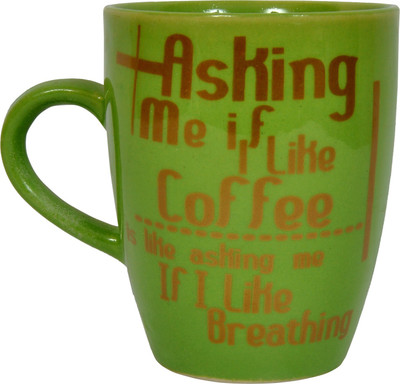 Shaurya Saran Angled Bone China Mug(250 ml), Green