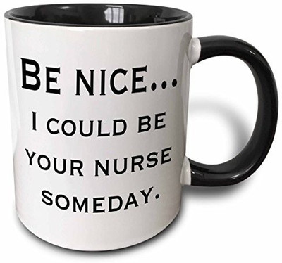 3dRose mug_112206_4 Be Nice I Could be Your Nurse Two Tone Black, 11 oz, Black/White Ceramic Mug(60 ml), Multicolor
3dRose mug_112206_4 Be Nice I Could be Your Nurse Two Tone Black, 11 oz, Black/White Ceramic Mug(60 ml), Multicolor