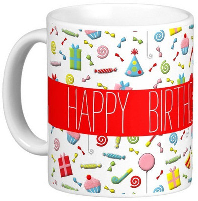 Exoctic Silver Happy Birthday AABHA Ceramic Mug(300 ml), Multicolor