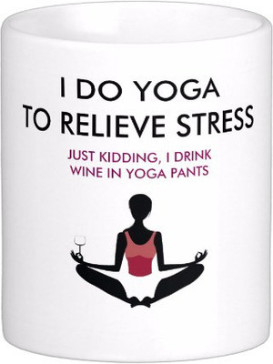 Exoctic Silver Power Yoga CX001 Ceramic Mug(300 ml), Multicolor