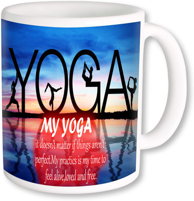 PhotogiftsIndia Yoga Coffee 002 Ceramic Mug(325 ml), Multicolor