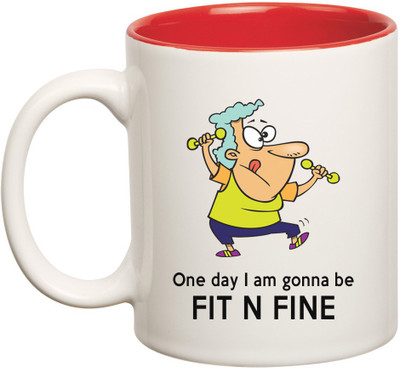 HuppmeGift Fit N FineInner Red Ceramic Mug(350 ml), Red;white