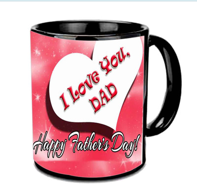 Raj Laxmi I Love You Dad Multicolor Ceramic Mug(3.5 ml), Black