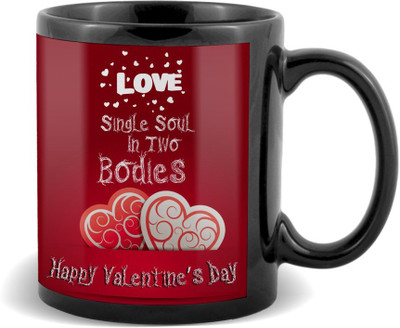 SKY TRENDS Love Symbol Black Coffee Valetine's Ceramic Mug(320 ml)
