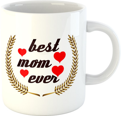Deeher Gifts Best Mom Ever Ceramic Mug(330 ml), Multicolor