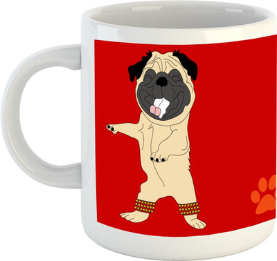 HuppmeGift Pug Ghoongroo White Ceramic Mug(350 ml)