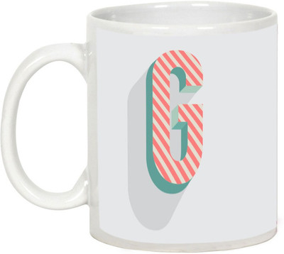 AllUPrints Retro Design Alphabet Letters "G" Ceramic Mug(325 ml), White