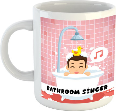 Huppme Bathroom Singer White Ceramic Mug(350 ml)