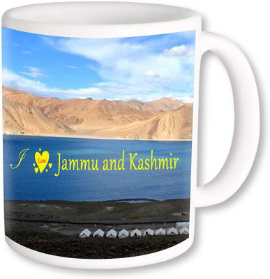 PhotogiftsIndia I Love Jammu Kashmir With Mountain Ceramic Mug(325 ml), Multicolor