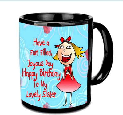 Raj Laxmi laughing sister b'day black Ceramic Mug(350 ml)