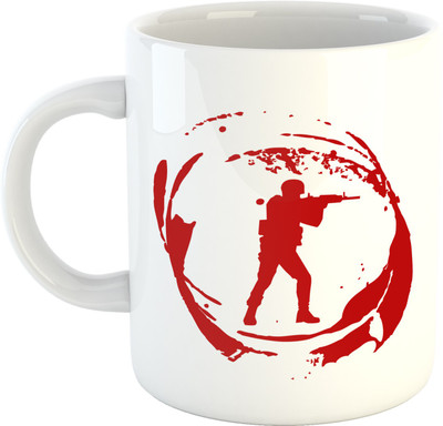 Deeher Gifts Counter Strike Ceramic Mug(350 ml), Red;white