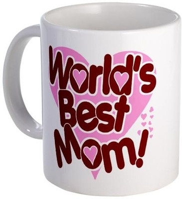 Giftsmate Heart Worlds Best Mom Ceramic Mug(325 ml)