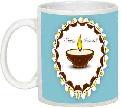 AllUPrints Gifts For Deepawali - Enjoy Diwali Responsibly Ceramic Mug(325 ml), White