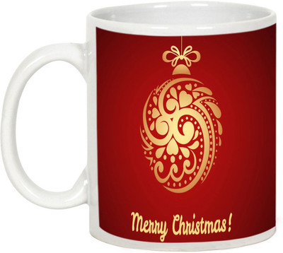 AllUPrints Bright And Beautiful Christmas Ceramic Mug(325 ml), White